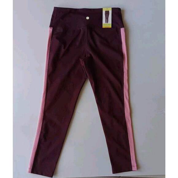 Tangerine Work Out Leggings Active Rib Ladies Port Rose Size Medium - Picture 1 of 6